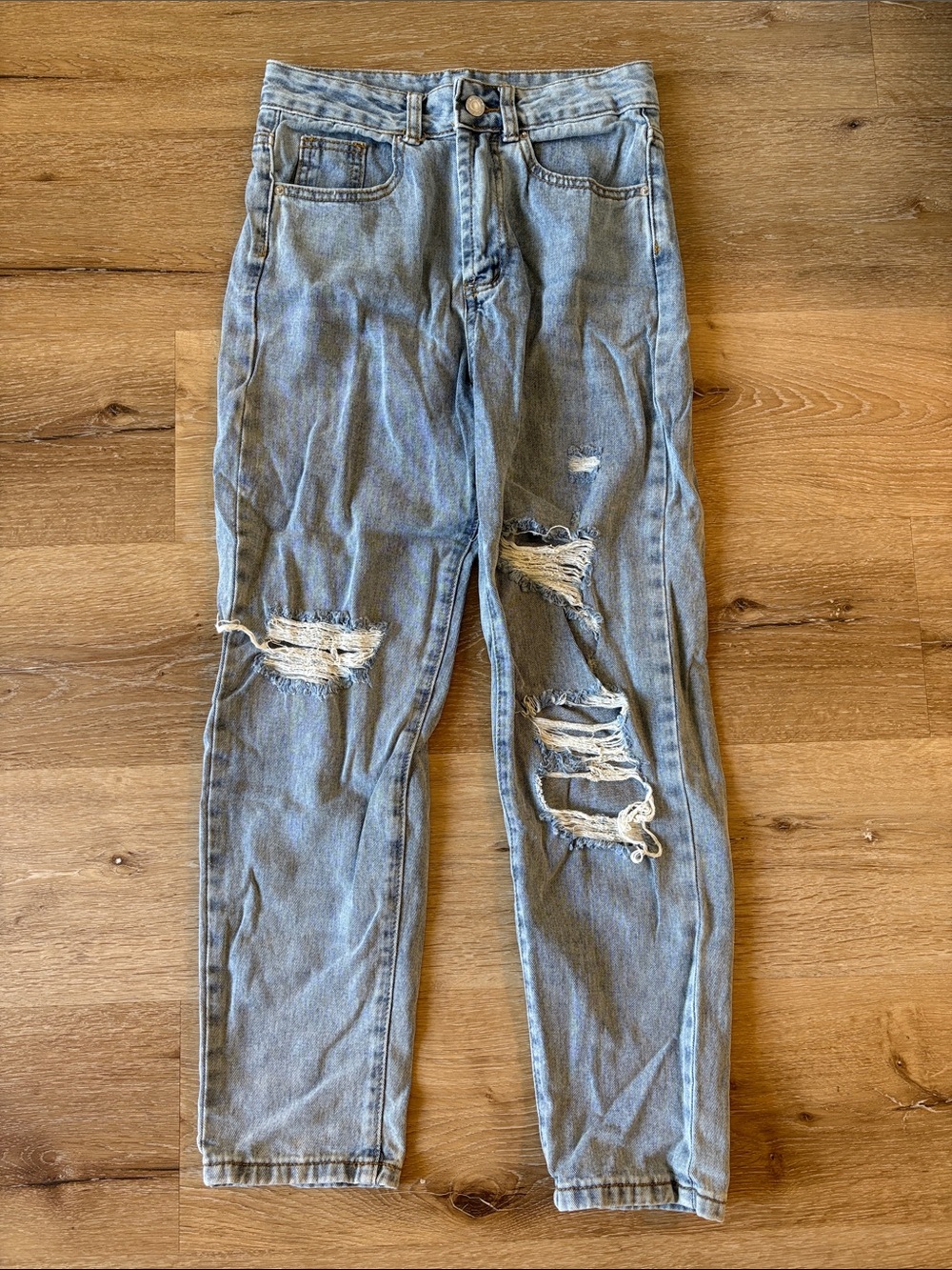 SHEIN Light Blue Denim Distressed Jeans